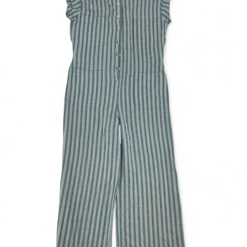 DÔEN blue striped linen jumpsuit Size S